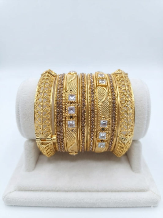 New Fancy Gold-Plated Jumbo Bangles Set
