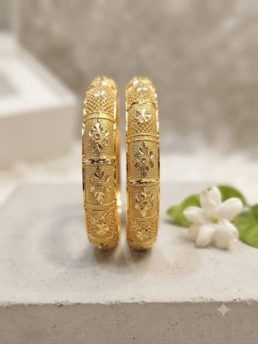Premium Gold-Plated Two-Piece Bangles Set