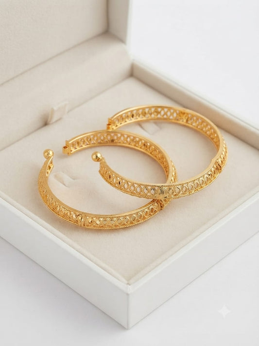Premium Gold-Plated Two-Piece Bangles Set
