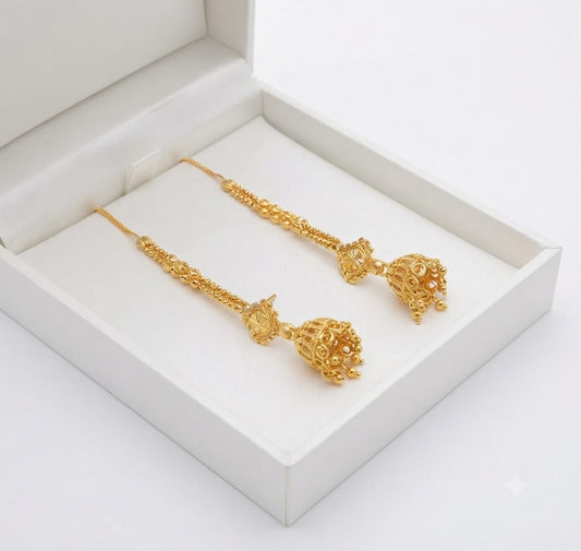 Gold-Plated Jhumki Earrings with Sahara