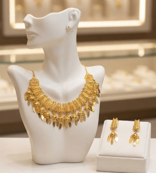 Elegant Gold-Plated Designer Necklace Set