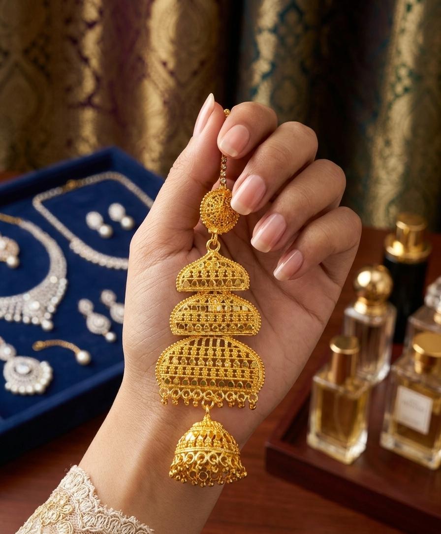 Luxury Gold-Plated Long Jhumka Earrings