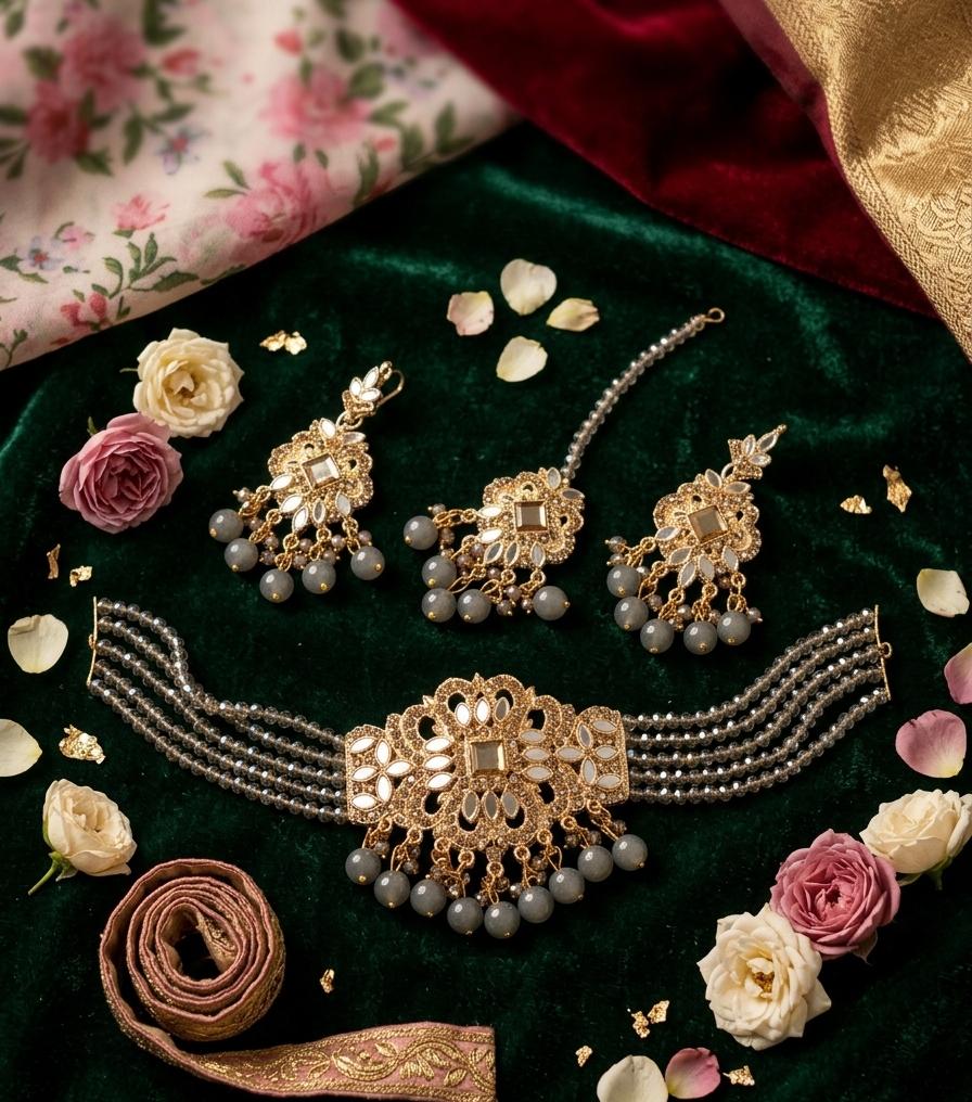 Premium Farshi Kundan Choker Set