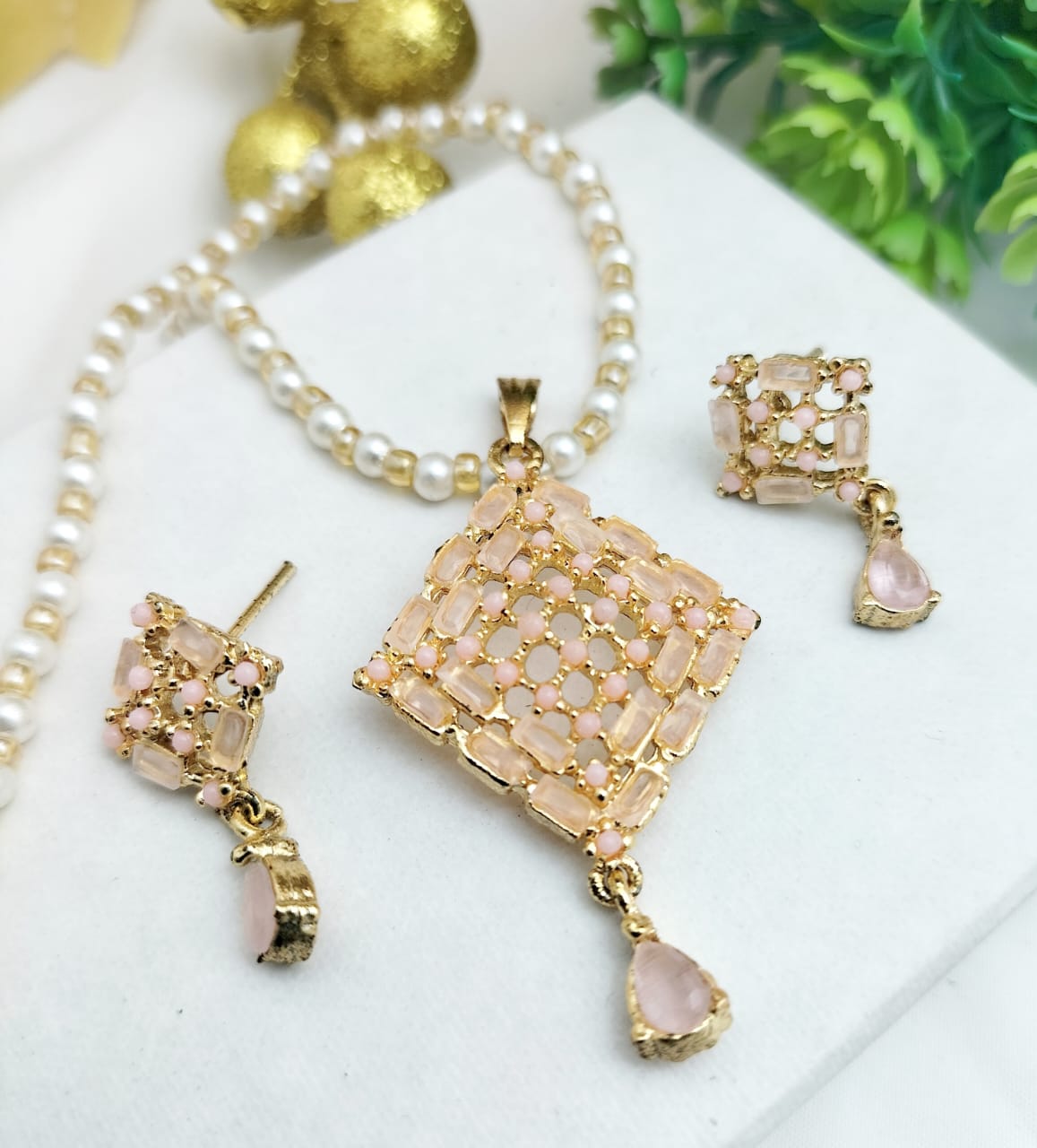 Premium Zircon Pendant Set with Matching Earrings