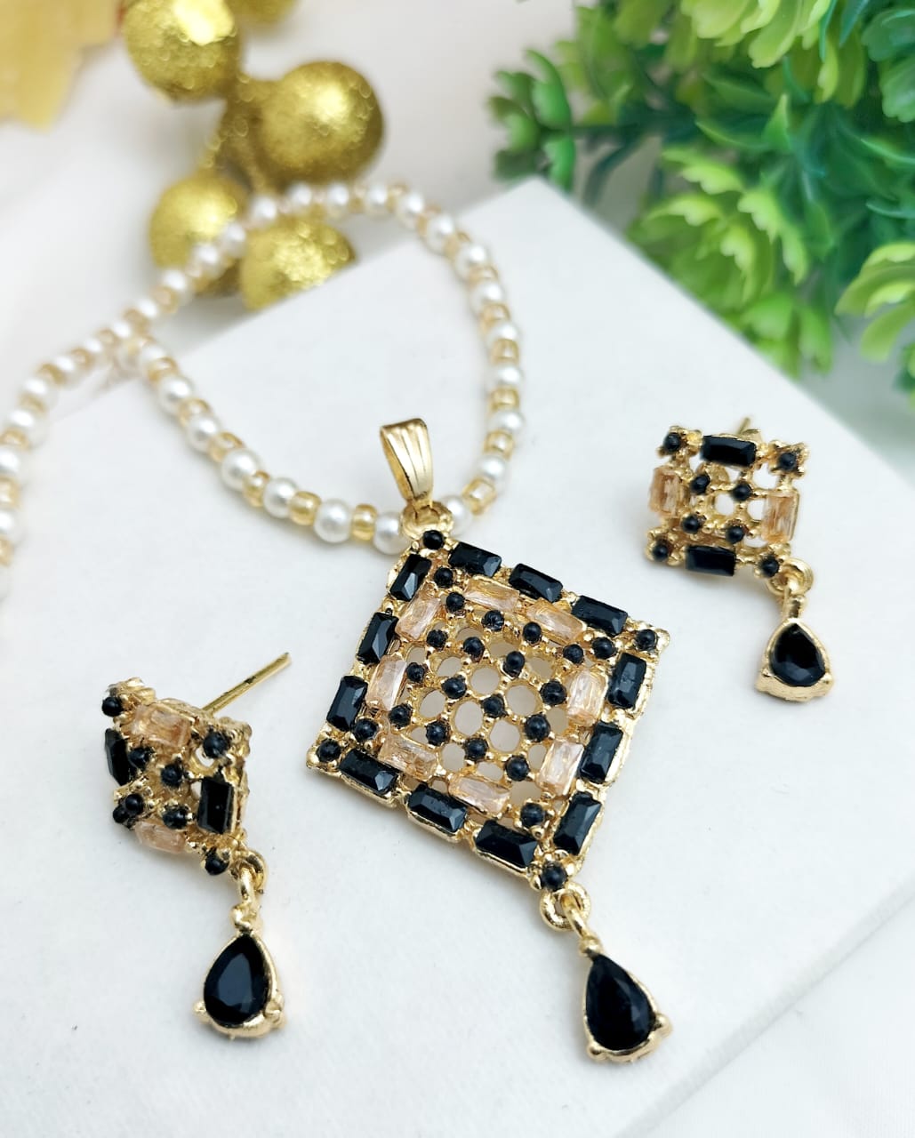 Premium Zircon Pendant Set with Matching Earrings