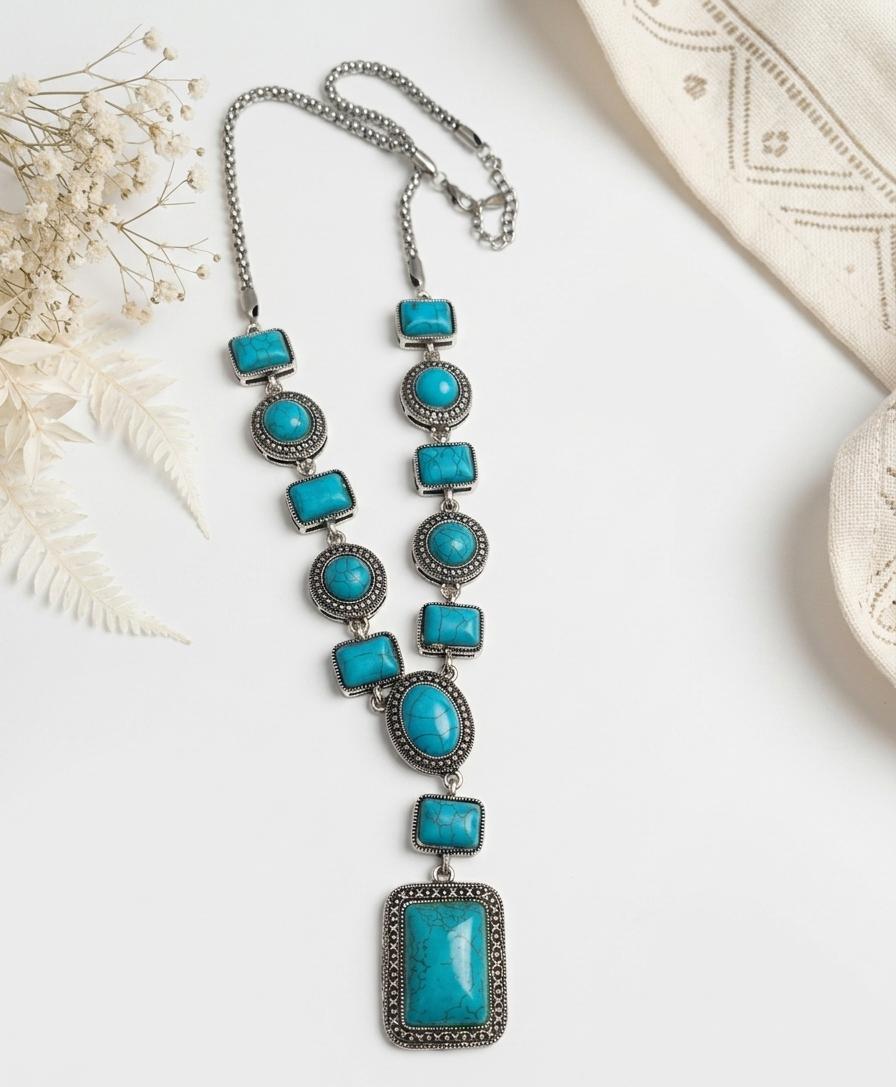 Premium Feroza Stone Steel Polish Pendant