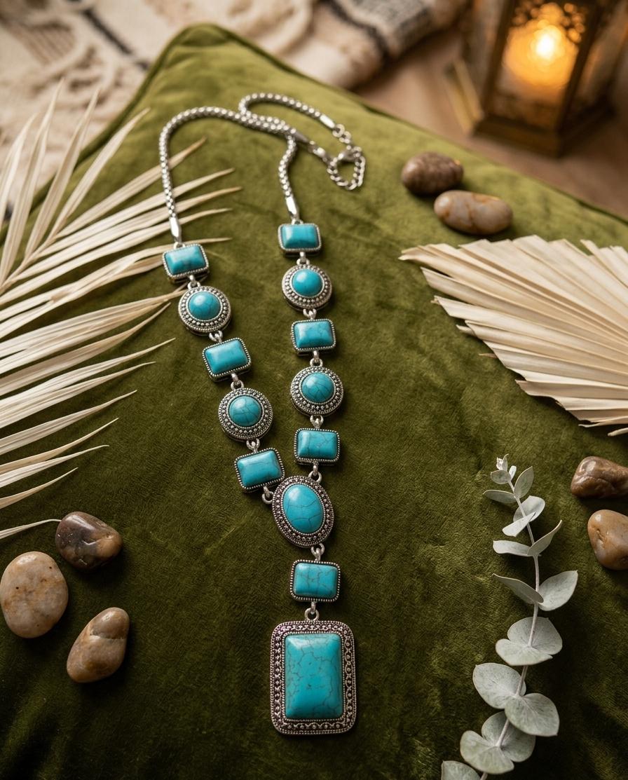 Premium Feroza Stone Steel Polish Pendant
