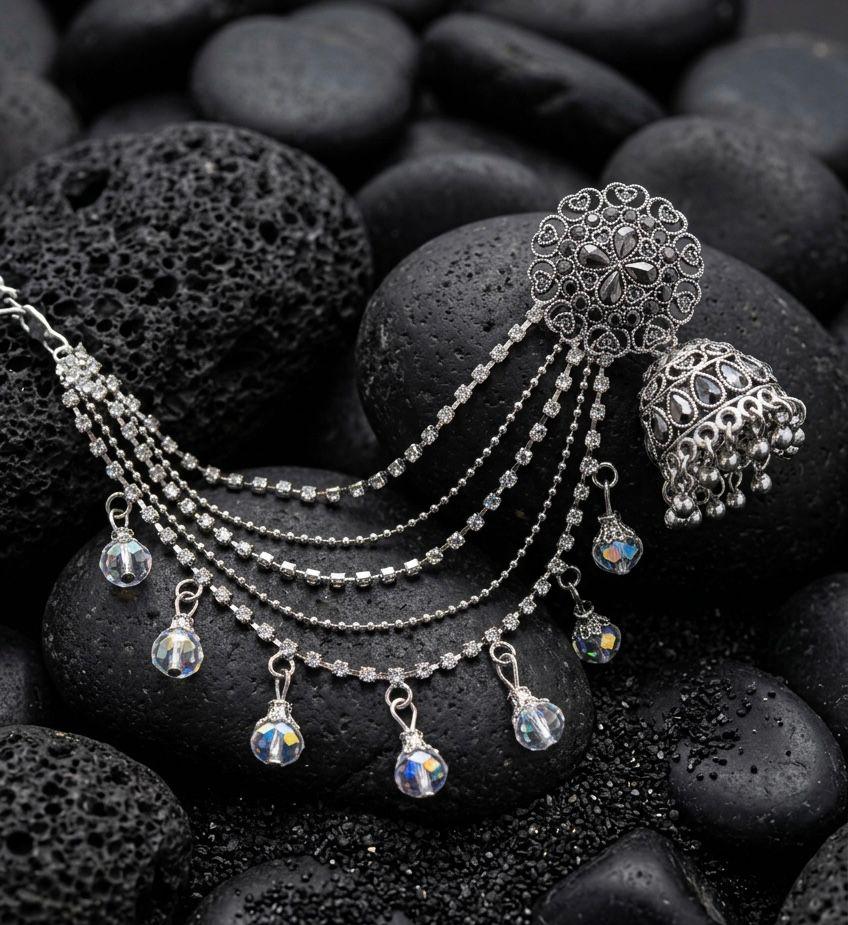 Premium Indian Steel Jhumki Earrings with Saharay