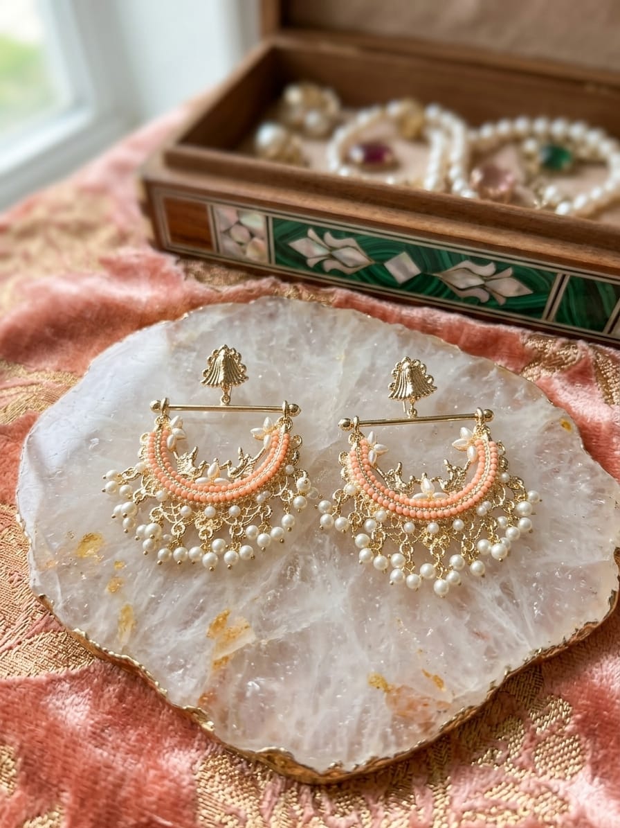 Royal Pearl Beaded Manjoos Earrings