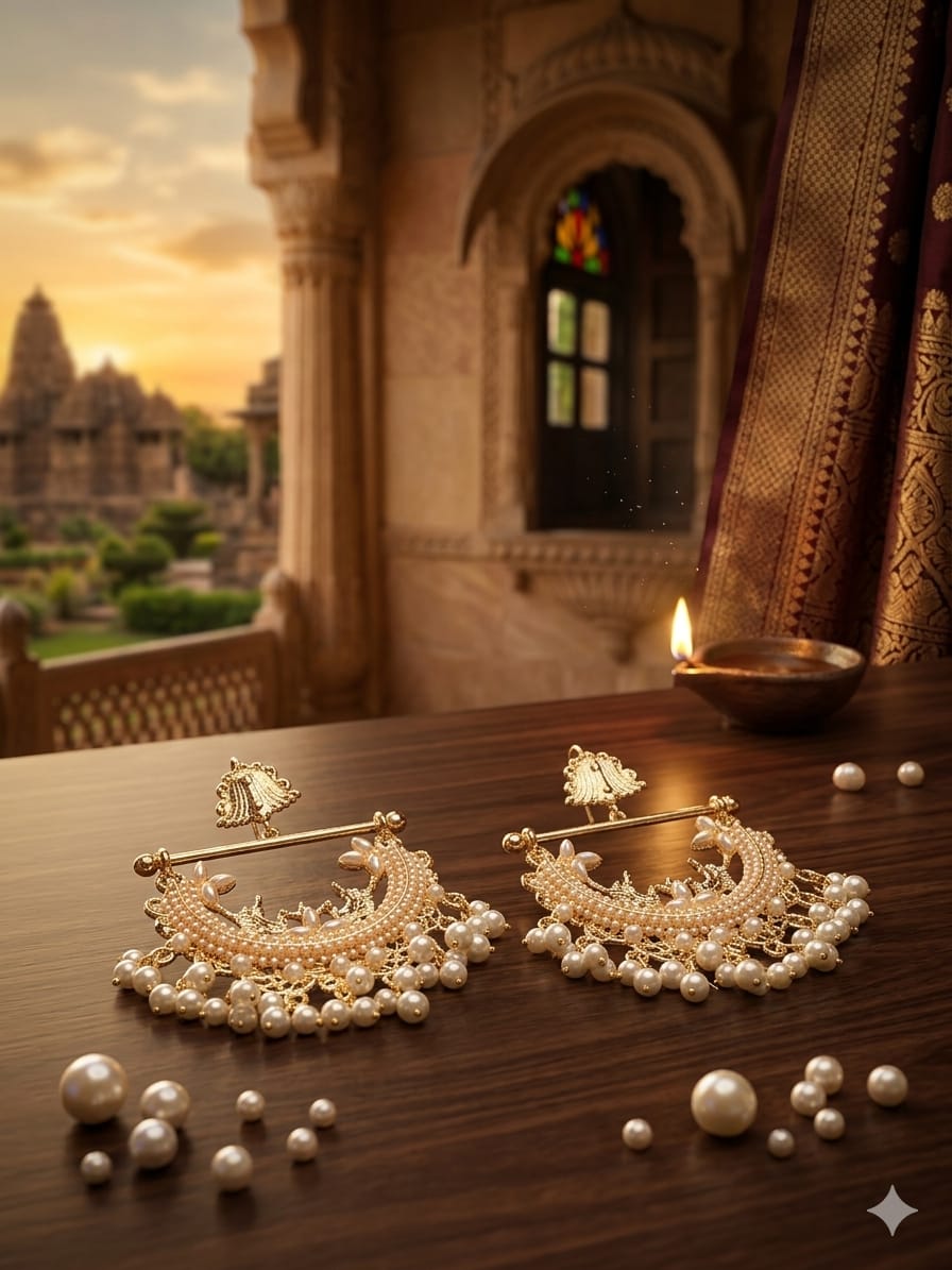 Royal Pearl Beaded Manjoos Earrings