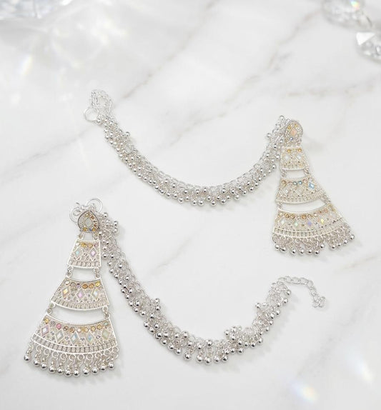 Indian Steel & Silver Polish Saharay with Earrings