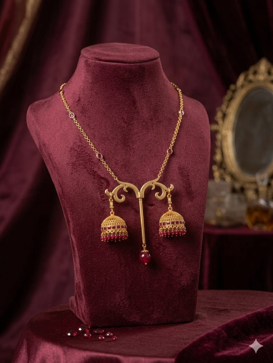 Indian Golden Gajra Jhumki Earrings
