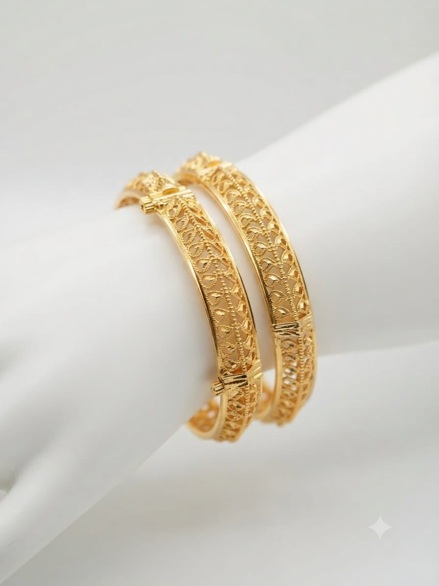Premium Gold-Plated Two-Piece Bangles Set