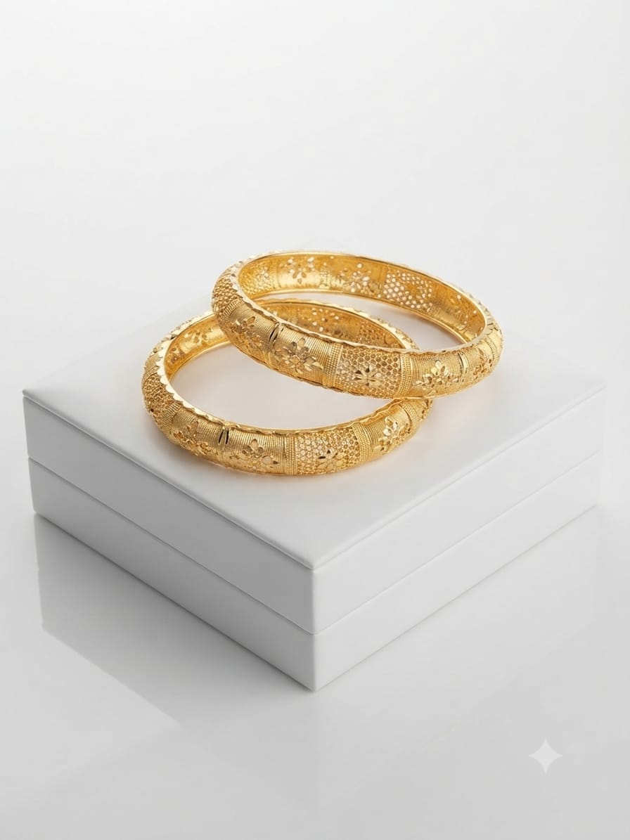 Premium Gold-Plated Two-Piece Bangles Set
