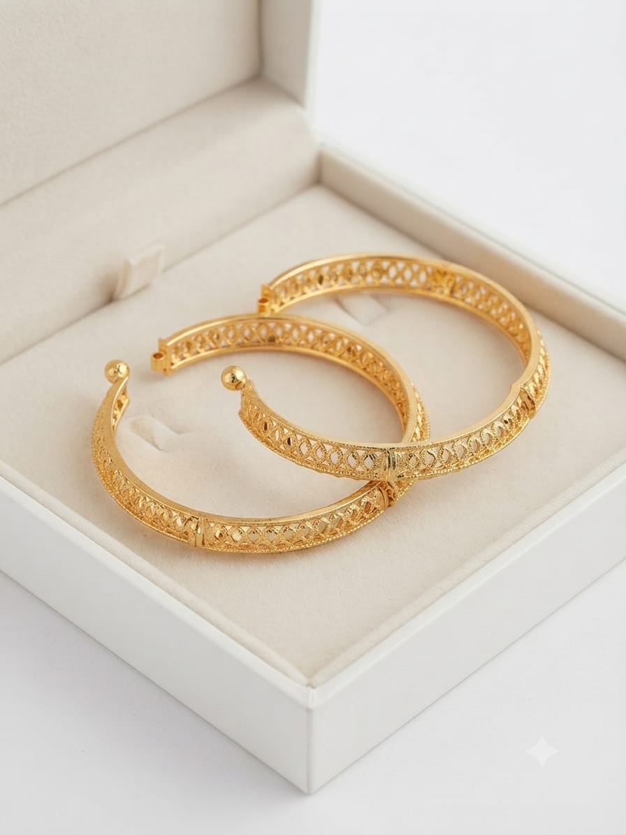 Premium Gold-Plated Two-Piece Bangles Set
