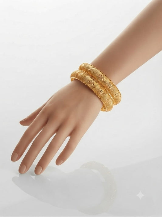 Premium Gold-Plated Two-Piece Bangles Set