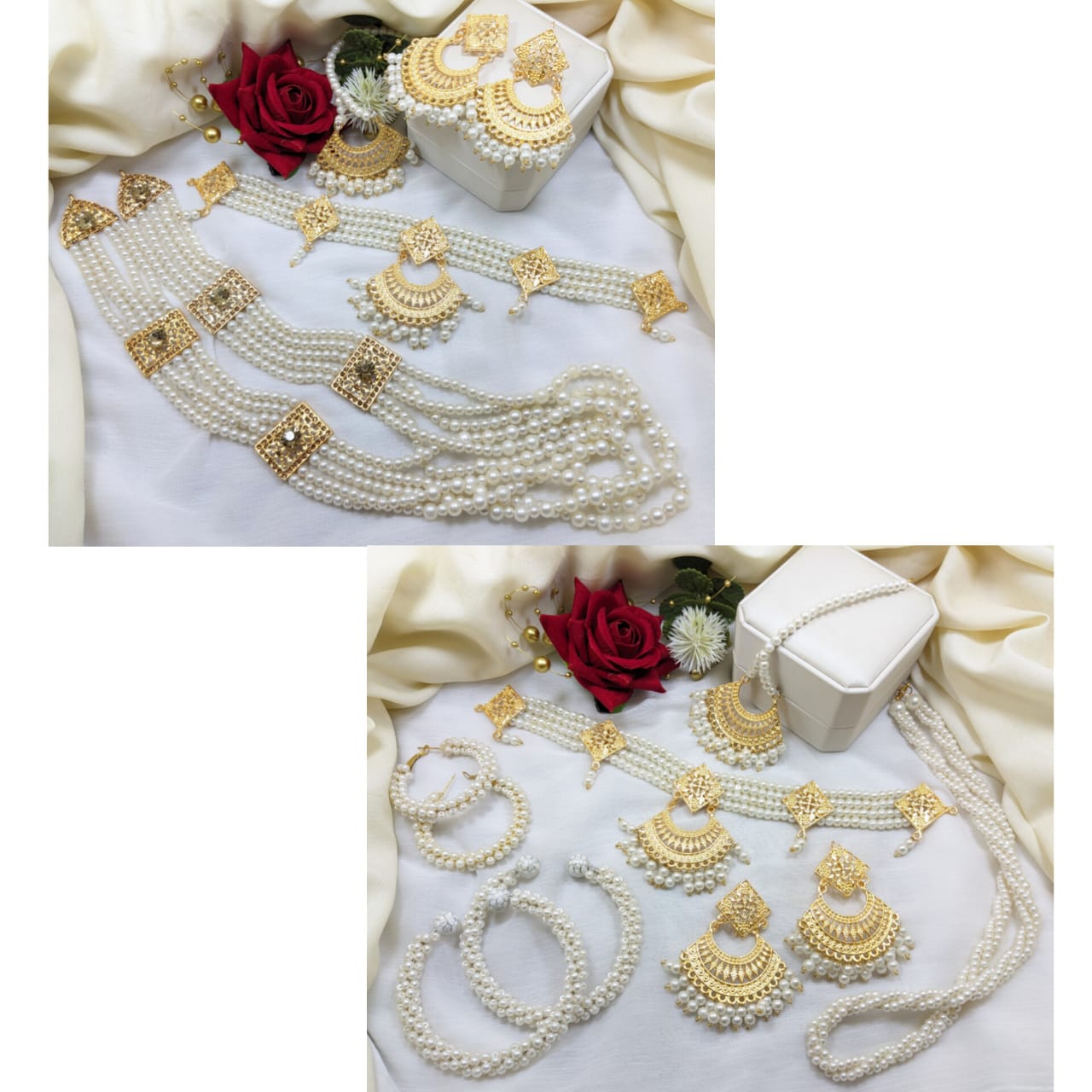 Premium Gold-Plated Kundan Mala Set with Elegant Pearls
