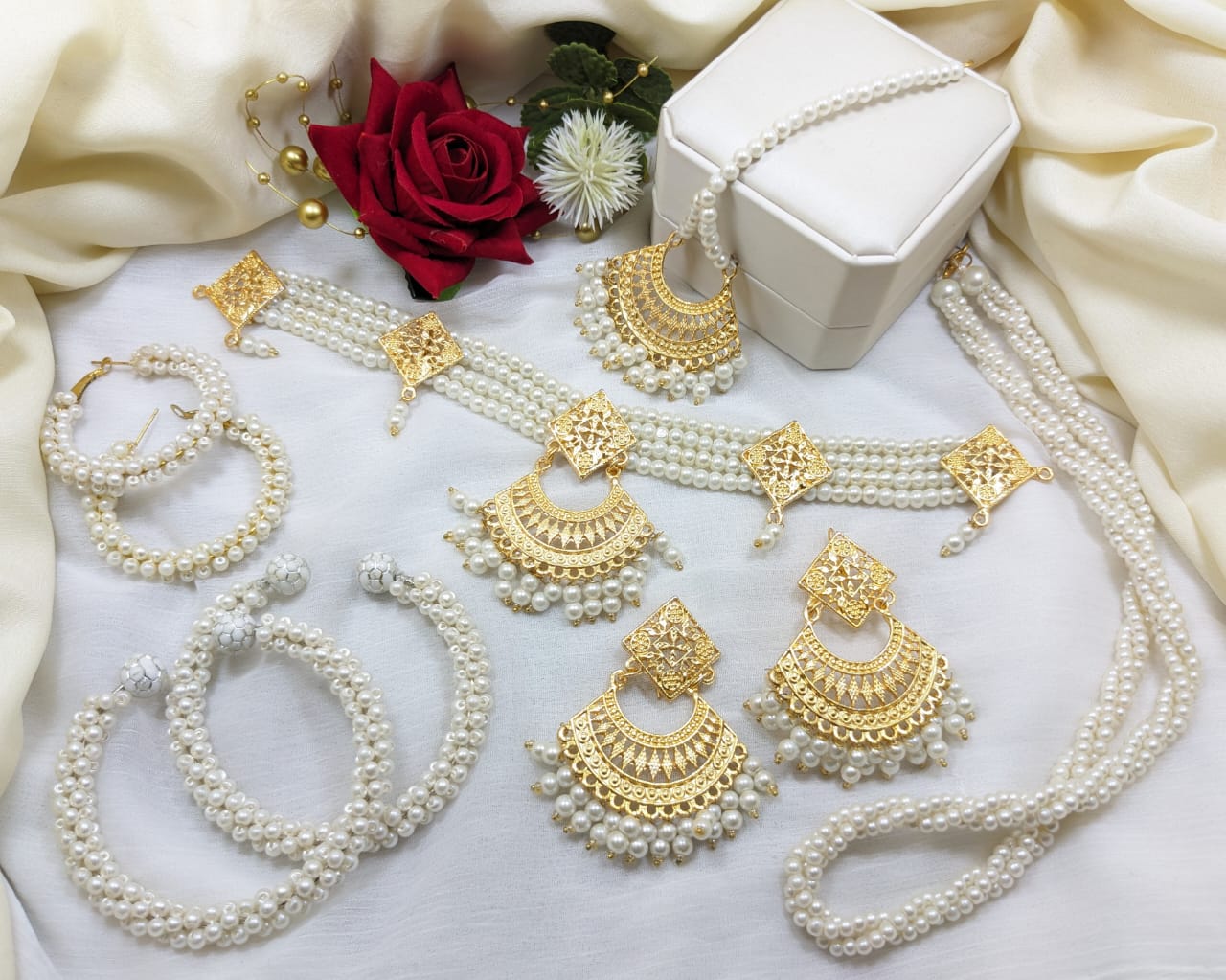 Premium Gold-Plated Kundan Mala Set with Elegant Pearls
