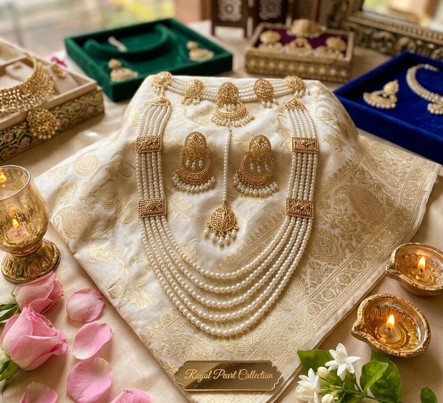 Premium Gold-Plated Kundan Mala Set with Elegant Pearls
