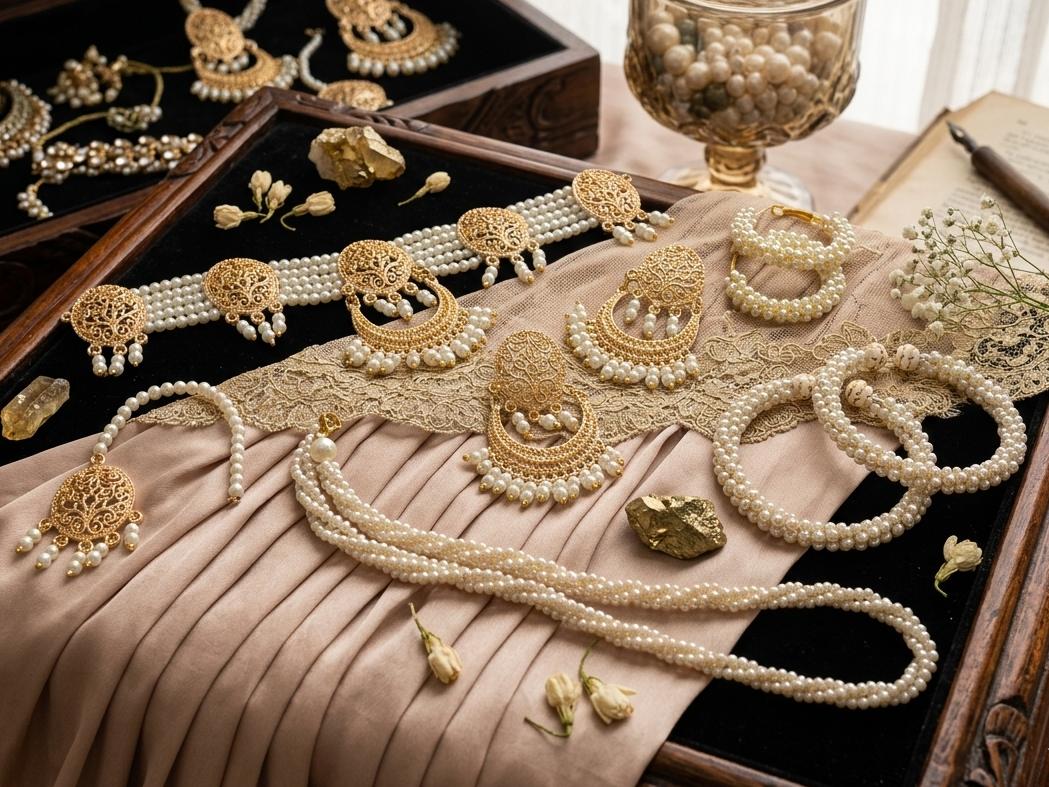 Premium Gold-Plated Kundan Mala Set with Elegant Pearls