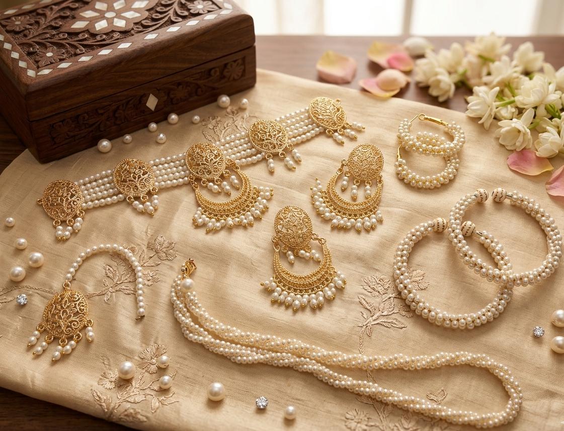 Premium Gold-Plated Kundan Mala Set with Elegant Pearls