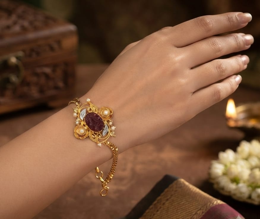 Fancy Crush Bracelet – Adjustable Size | 2 Tone Gold Plated Turkish Design