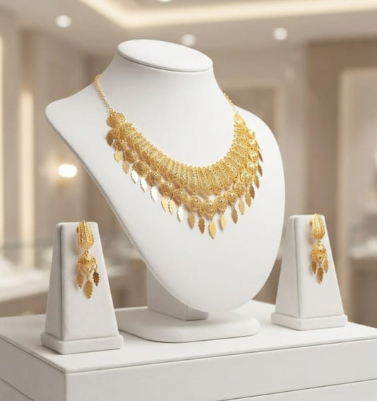 Elegant Gold-Plated Designer Necklace Set