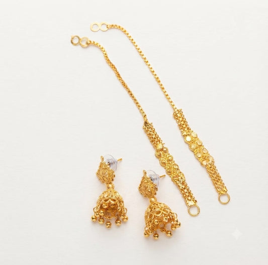 Gold-Plated Jhumki Earrings with Sahara